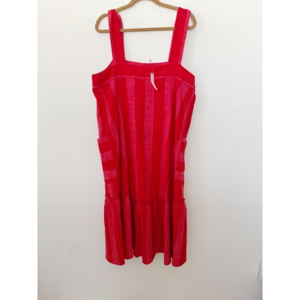 NEW Anthropologie MAEVE Red Tonal Striped Sleeveless Deep Pocket Dress XL NWT - Picture 4 of 9